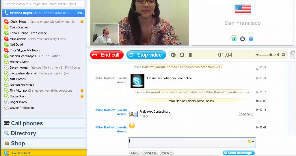 Skype online chat room