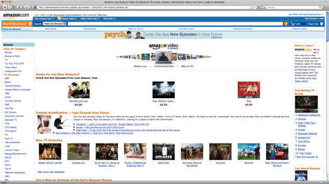Amazon VOD Front Page