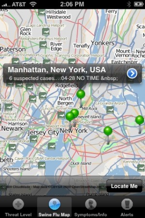 Map of Swine Flu iPhone App