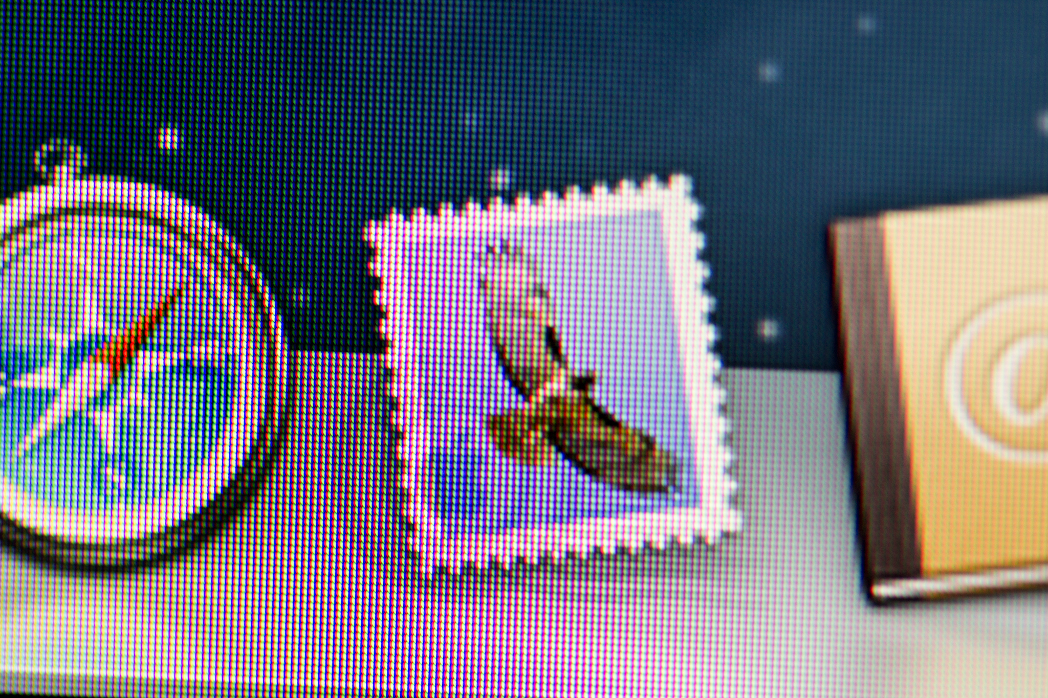 Close-up of Mail icon on 2012 iMac screen
