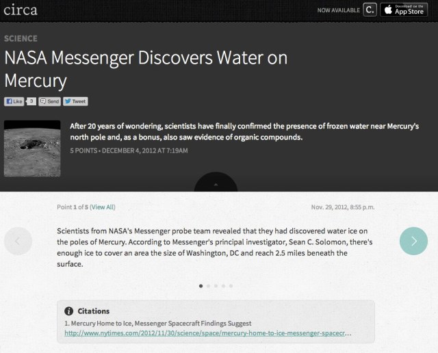 Circa News App | NASA Messenger Discovers Water on Mercury