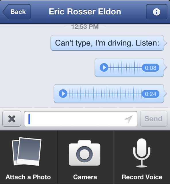 Facebook Driving Voice messages