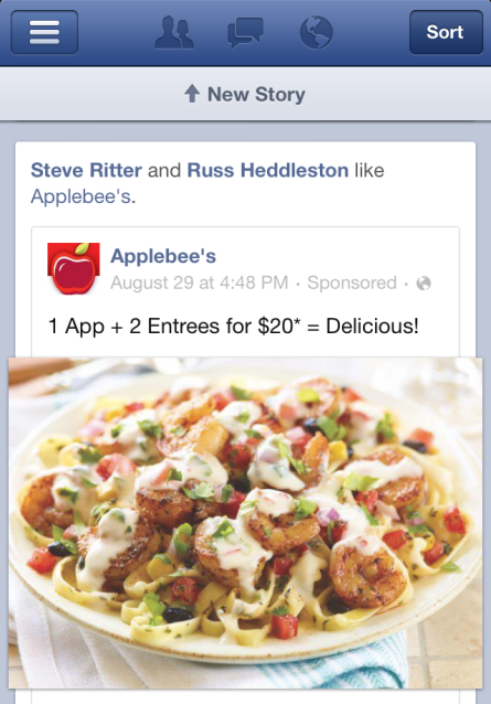 Facebook Mobile Page Ad Food Applebees