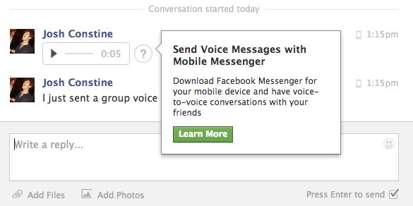 Facebook Voice Messaging