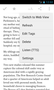 Pocket's Android app with text-to-speech (TTS) capabilities