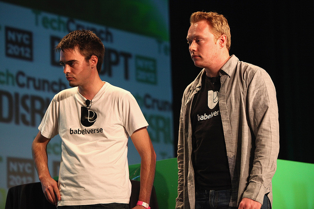 Babelverse founders  Mayel de Borniol and Josef Dunne at TechCrunch Disrupt.
