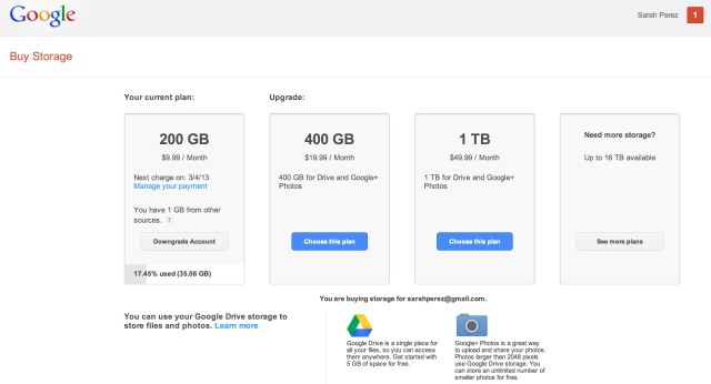 Google - Buy Storage