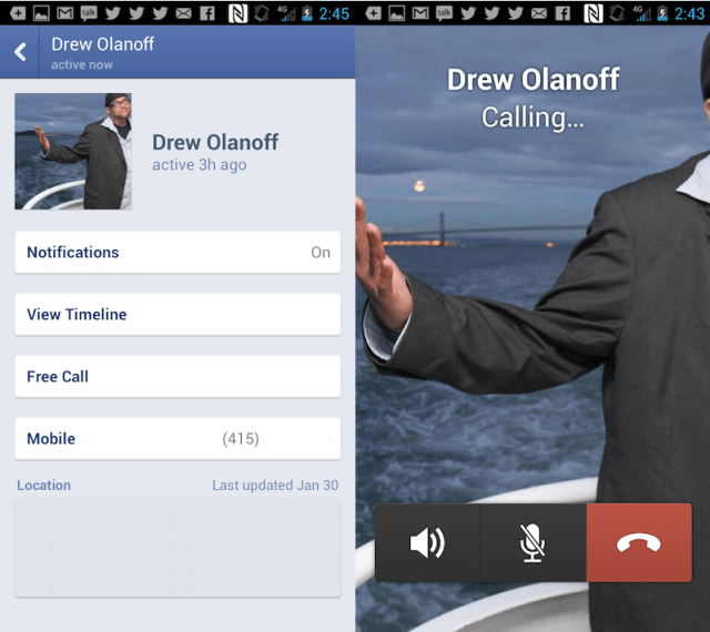 Facebook Voice Calling Screenshot
