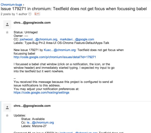 Issue 179271 in chromium_ Textfield does not get focus when focussing babel - Google Groups