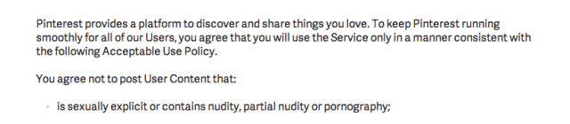Pinterest nudity policy