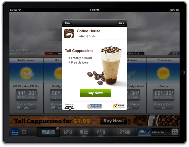 ZooZ In-Ad Payment Screens - coffee2