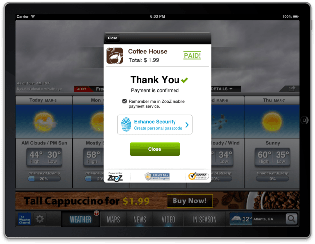 ZooZ In-Ad Payment Screens - coffee7