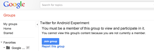 Twitter for Android Experiment - Google Groups