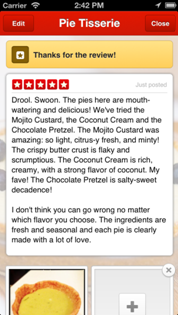 yelp review posted