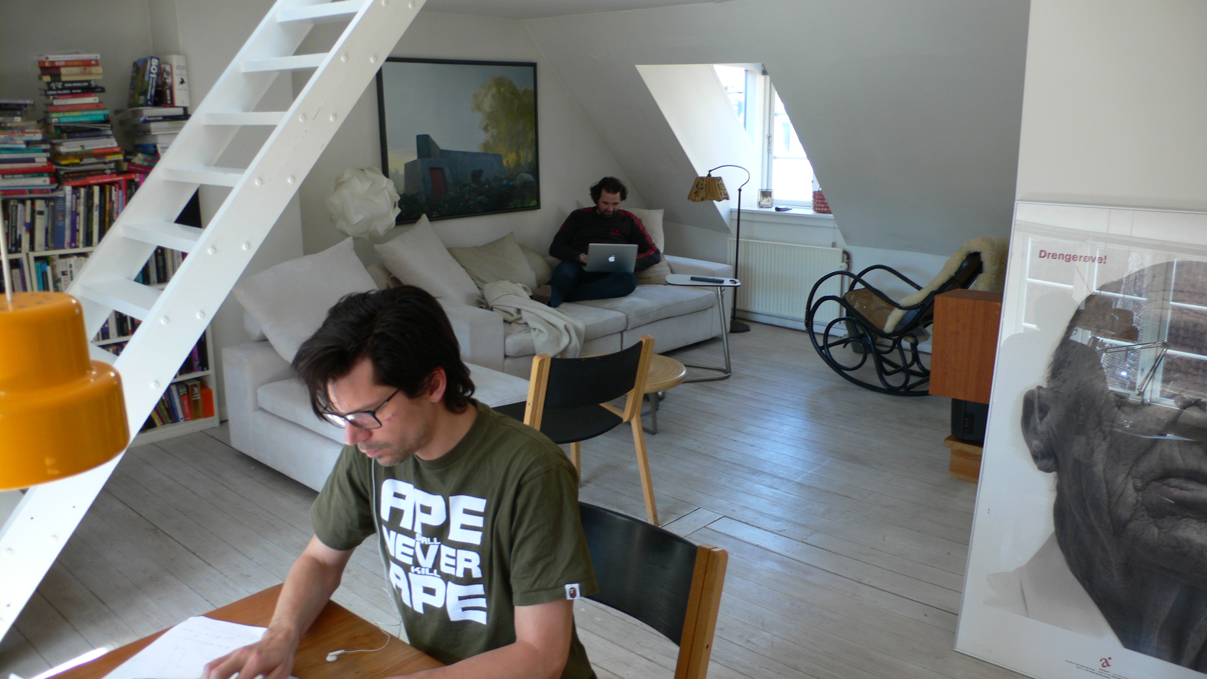 Primdahl (at table) and Svane working from the Copenhagen loft where Zendesk was founded in 2007. 