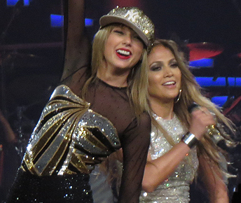 Taylor Swift brought out Jennifer Lopez for one night on her Red tour to surprise her fans. Image Credit: Shine-On