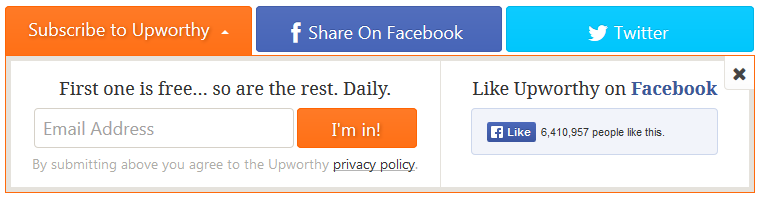 Upworthy e-mail sign-up form