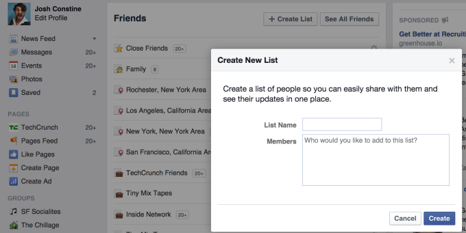 Facebook List Creator
