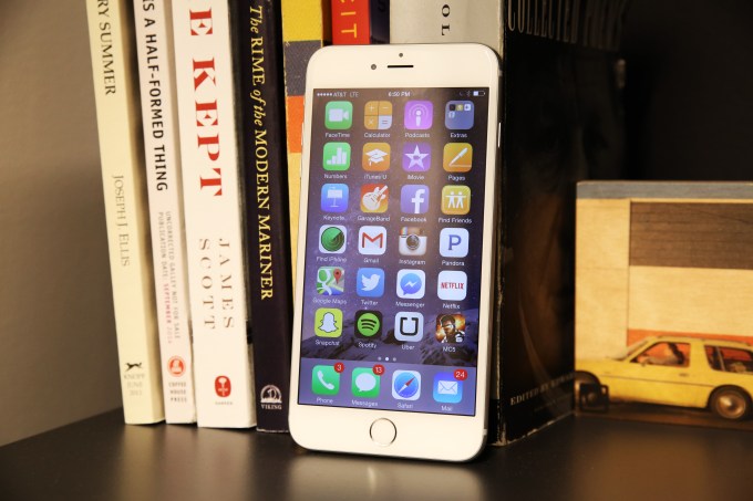 iPhone 6 Plus on Bookshelf