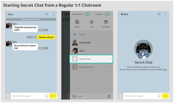[Image 1] Starting Secret Chat from Chatroom on KakaoTalk