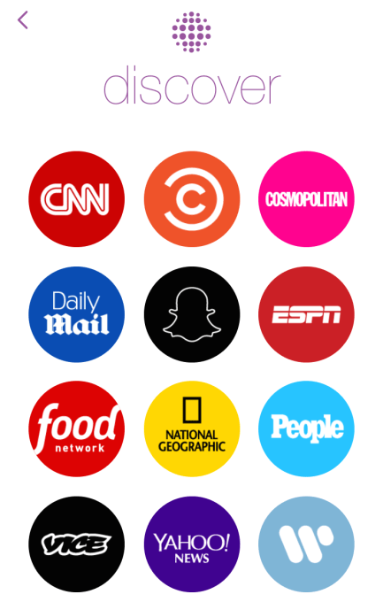 Snapchat Discover Homepage