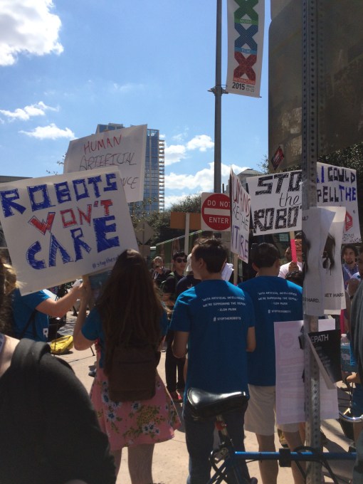 SXSW anti-robot protest