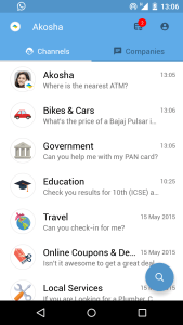 Akosha Android App Screen 1