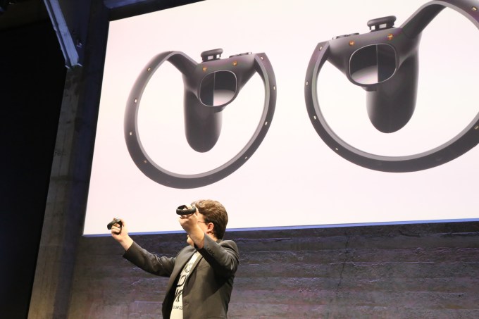 Co-founder Palmer Luckey unveils the Oculus Touch motion controller