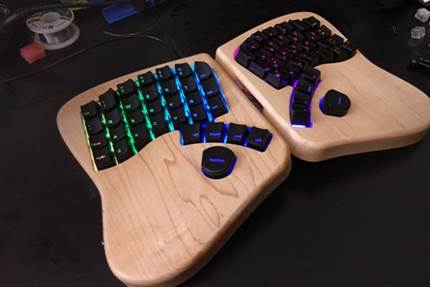 The Keyboardio ergonomic keyboard, which was incubated at Highway1 and is currently running a Kickstarter campaign.