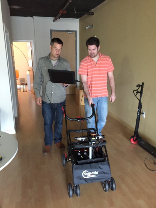 Campbell Kennedy (left) and Dan Landino (right) of Locus Labs next to an version of their map capture platform