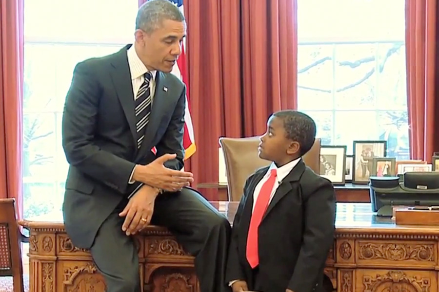 Kid President meeting actual President Obama.