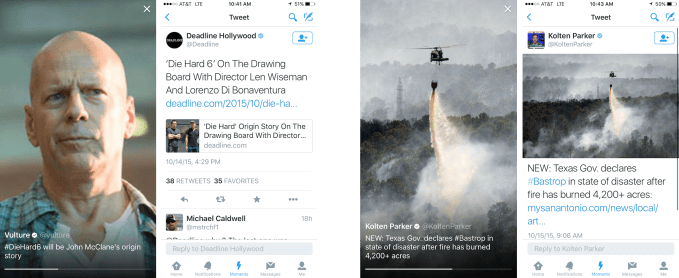 Both publishers and reporters have their links removed from tweets appearing in Moments