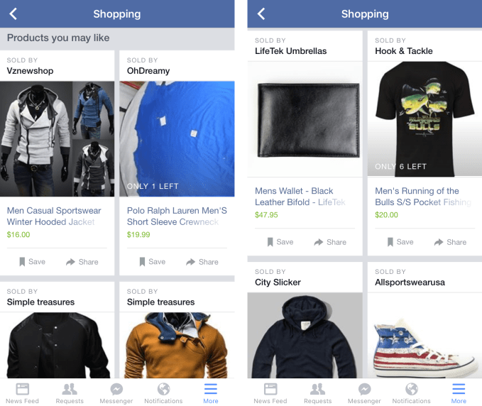 Facebook Shopping Products You May Like