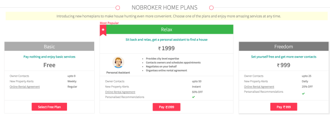 NoBroker Paid Plans