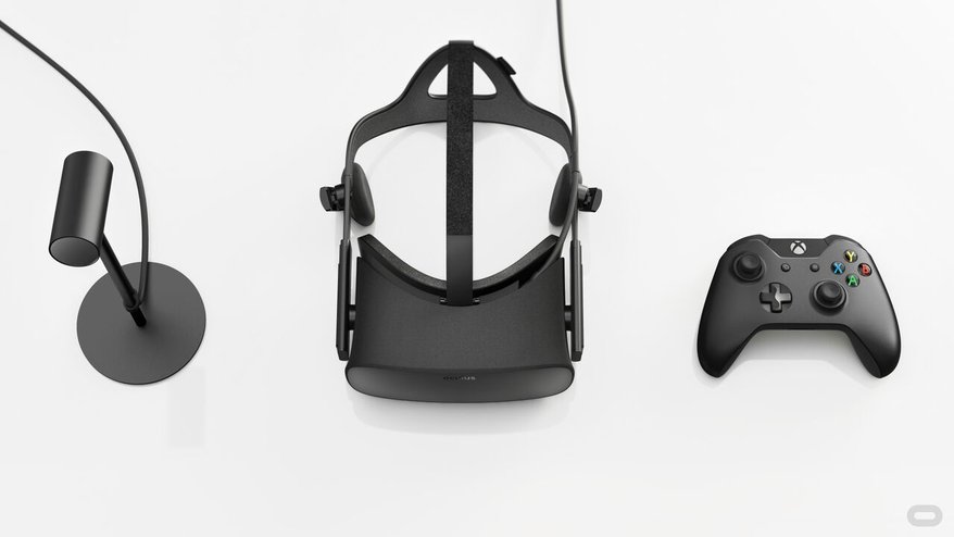 Oculus Rift consumer edition headset with positional tracker and controller
