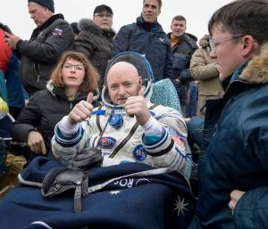 Astronaut Scott Kelly upon returning to Earth on March 1st / Image Courtesy of NASA/Bill Ingalls
