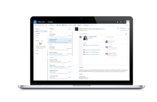 SalesforceIQ Inbox for Outlook.com