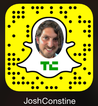 Add me on Snapchat at "JoshConstine" or scan this QR Snapcode with the app's camera