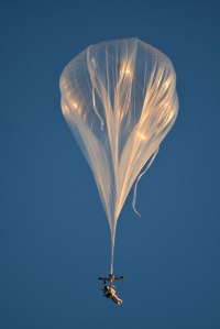 Alan Eustace attached to a high altitude balloon / Image courtesy of Paragon Space Development Corporation