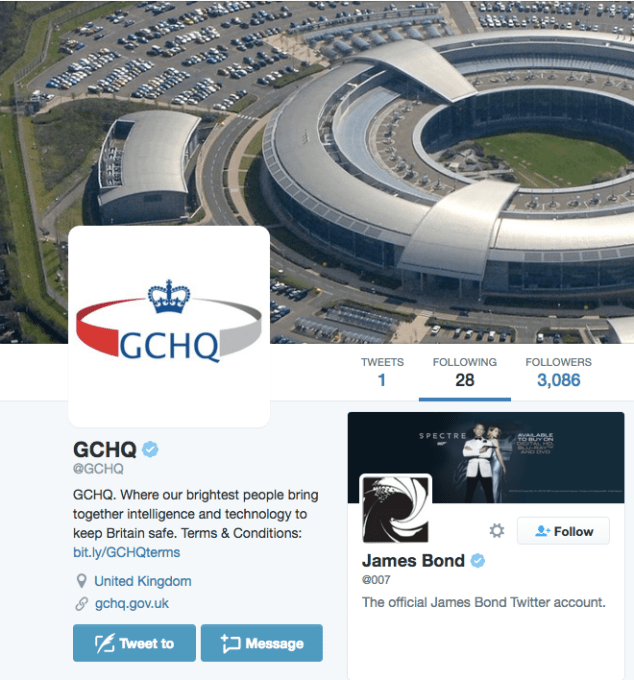GCHQ Twitter James Bond