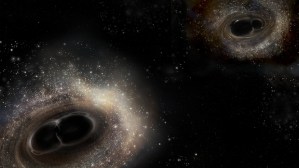 Illustration of black holes merging together / Image courtesy of LIGO/Caltech