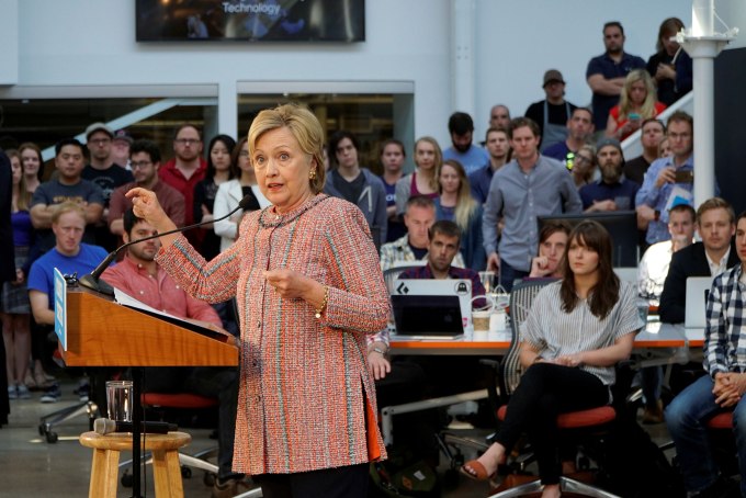 U.S. Democratic presidential candidate Hillary Clinton speaks at Galvanize, a learning community for technology, in Denver, U.S. June 28, 2016. REUTERS/Rick Wilking