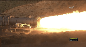 NASA's cold motor test of the SLS booster / Screenshot of NASA livefeed