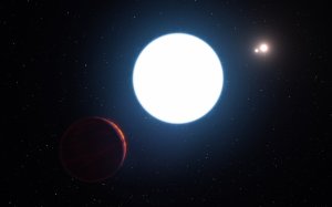 Illustration of HD 131399Ab with its three suns / Image courtesy of ESO