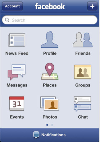 Facebook's app circa 2009 when it misunderstood mobile
