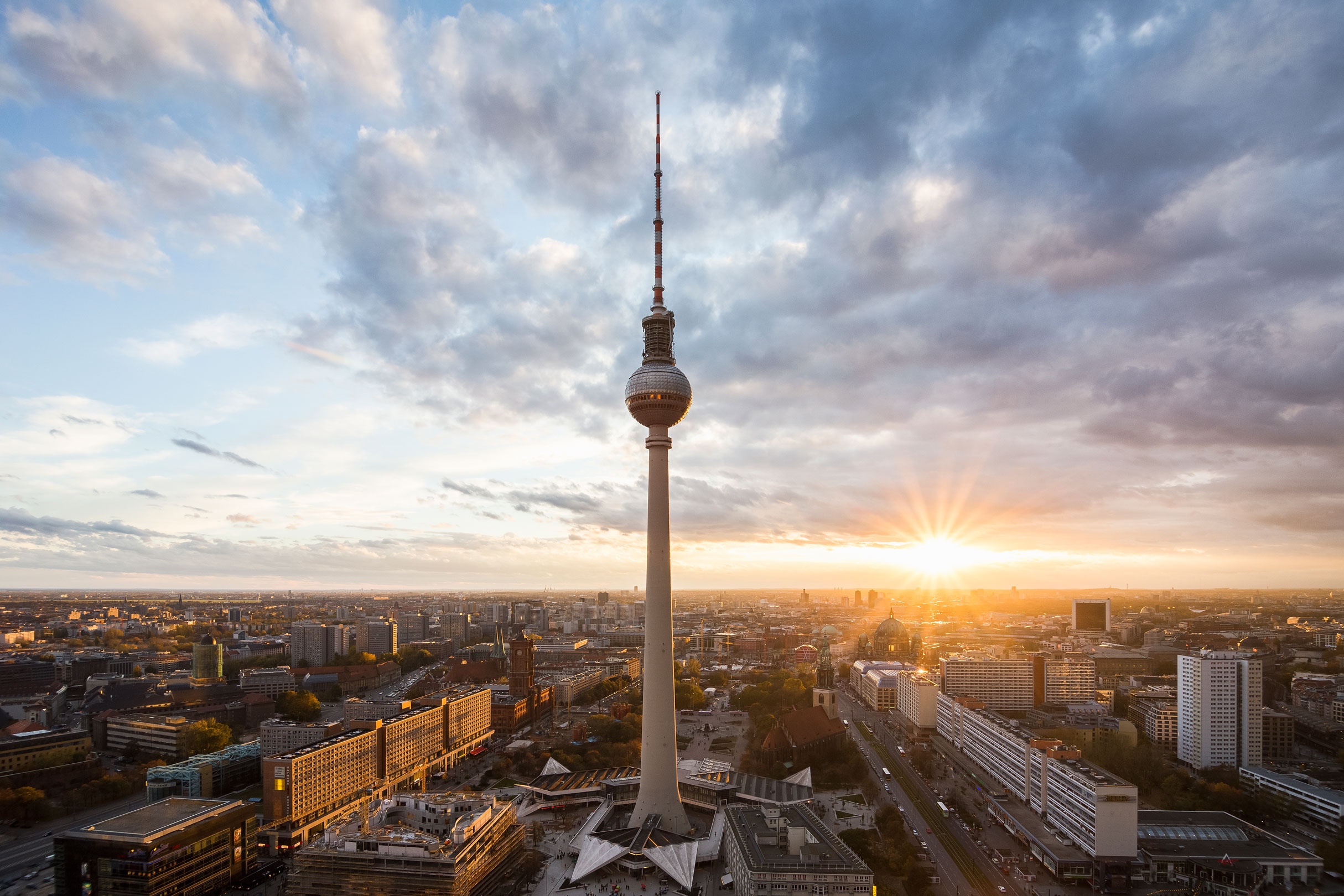 Panoramic view of Berlin at sunset.