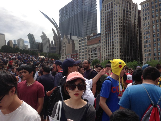 About 5.000 people showed up at a Pokémon Go meeting near Cloud Gate in Chicago last Sunday. (Photo: Lucia Maffei/TechCrunch)