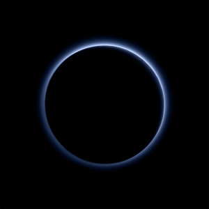 Image of Pluto's blue haze layer taken by New Horizons Ralph/Multispectral Visible Imaging Camera (MVIC) / Image courtesy of NASA/JHUAPL/SwRI
