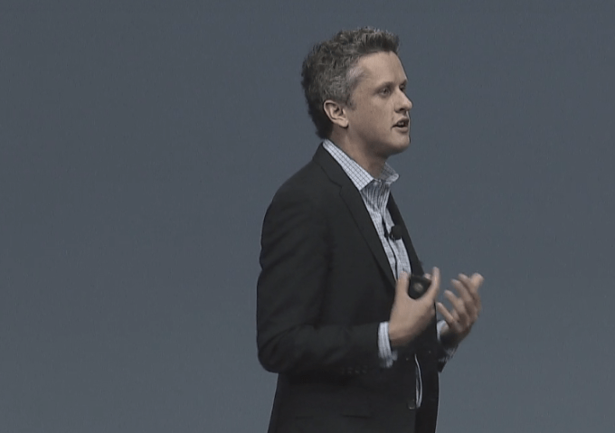 Box CEO Aaron Levie on stage at BoxWorks 2016.