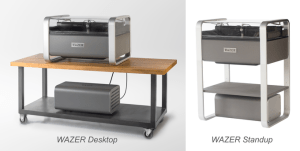 Wazer's product will ship in two versions, one with a stand, and one designed to put on a table
